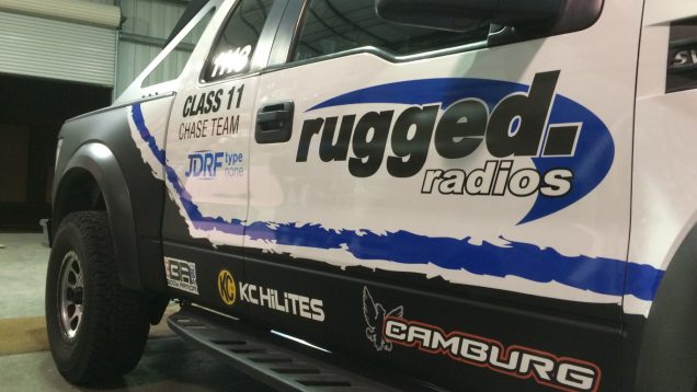 Vehicle Graphics and Lettering for Rugged Radios Ford Raptor Chase Team